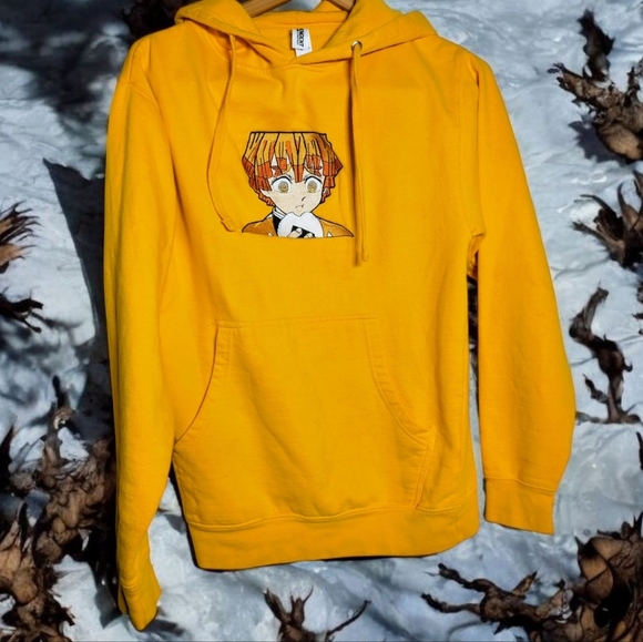 Independent TC S Yellow Zenitsu Demon Slayer Embroidered Hoodie - Picture 1 of 6